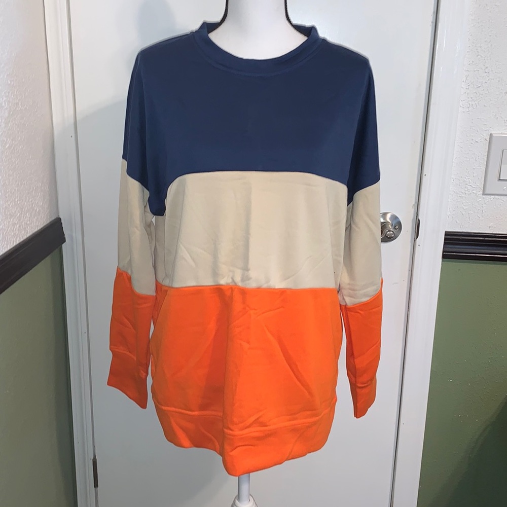 Women’s Crewneck Color Block Sweatshirt Long Sleeve Pullover
